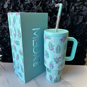 Brand new Moeky 40oz Stainless Steel Tumbler With Straw Flamingo Collection